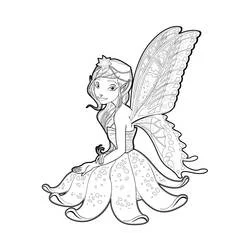 Coloriage Clochette assise dans une robe de pétales