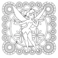 Coloriage Clochette dansant sur un fond mandala
