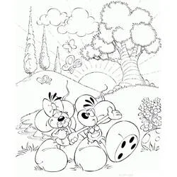 Coloriage Diddl et Diddlina se promenant à la campagne