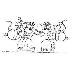 Coloriage Diddl et Diddlina en train de faire du patin à glace