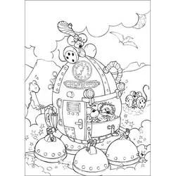 Coloriage Diddl dans une machine à voyager dans le temps