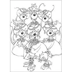 Coloriage Diddl et ses amis déguisés en danseuses orientales