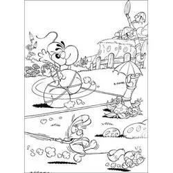 Coloriage Diddl tiré par une corde autour du ventre