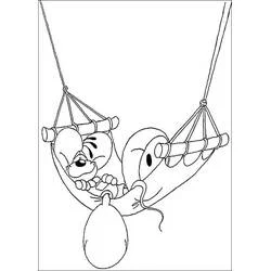Coloriage Diddl endormi dans un hamac