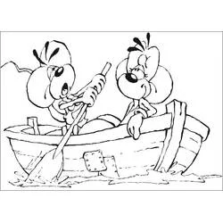 Coloriage Diddl ramant en barque avec un ami