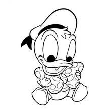 Coloriage Donald Duck bébé câlinant son coussin
