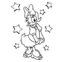 Coloriage Daisy Duck entourée d'étoiles