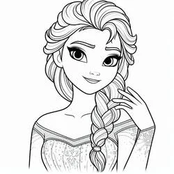 Coloriage Elsa en buste avec robe à flocons de neige