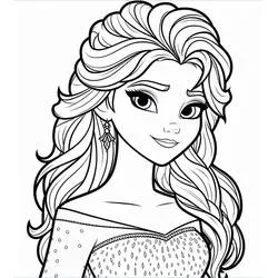Coloriage Elsa aux cheveux ondulés et boucle d'oreille
