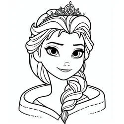 Coloriage Elsa avec tresse et diadème