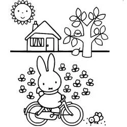 Coloriage Miffy à vélo