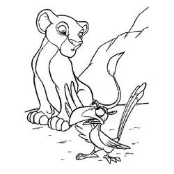 Coloriage Nala observant Zazu l'oiseau