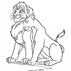 Coloriage Nala se blottissant contre Simba