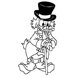 Coloriage Picsou appuyé sur sa canne