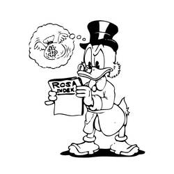 Coloriage Picsou lisant un journal financier