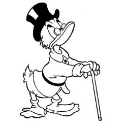 Coloriage Picsou marchant avec sa canne