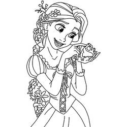 Coloriage Raiponce tenant Pascal le caméléon