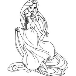 Coloriage Raiponce virevoltant dans sa robe