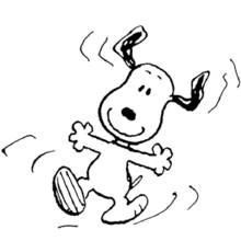 Coloriage Snoopy dansant joyeusement
