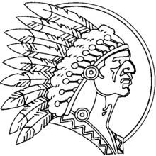 Coloriage Personnage amérindien de profil avec coiffe de plumes