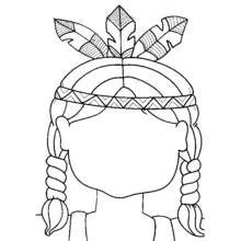 Coloriage Amérindienne avec un bandeau à plumes
