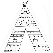 Coloriage Tipi orné de motifs d'animaux