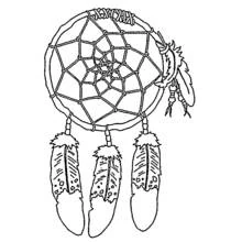 Coloriage Attrape-rêves avec plumes suspendues
