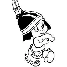 Coloriage Amérindien enfant courant joyeusement