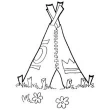 Coloriage Tipi décoré de motifs amérindiens