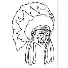 Coloriage Amérindien avec une coiffe de plumes