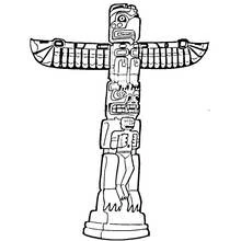 Coloriage Totem amérindien aux ailes déployées