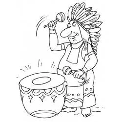 Coloriage Amérindien jouant du tambour