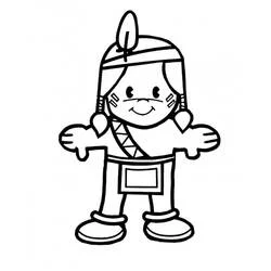 Coloriage Petit Amérindien souriant
