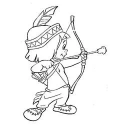 Coloriage Amérindien enfant tirant à l'arc