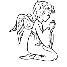 Coloriage Ange agenouillé en prière
