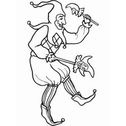 Coloriage Bouffon dansant avec des marottes