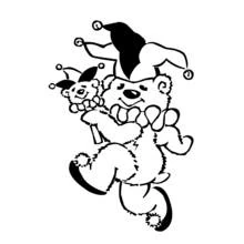 Coloriage Bouffon ours dansant avec une marionnette bouffon
