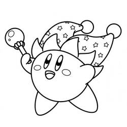 Coloriage Bouffon Kirby avec son bâton d'amuseur