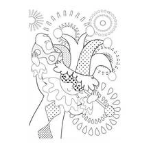 Coloriage Bouffon au chapeau à trois pointes et masque