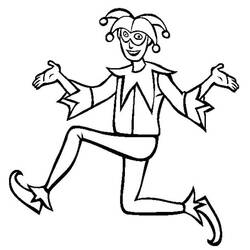 Coloriage Bouffon dansant avec un masque souriant