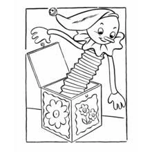 Coloriage Bouffon surgissant d'une boîte à surprise