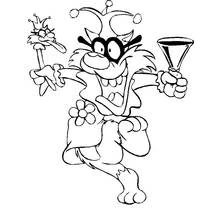 Coloriage Bouffon dansant avec un bâton de marotte et une clochette