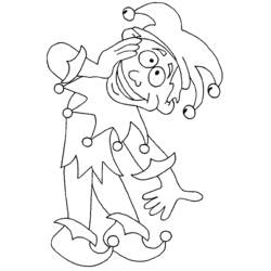Coloriage Bouffon avec un bonnet à grelots se grattant la tête