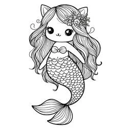 Joli coloriage Chat Sirène (Personnages) #212800, prêt à imprimer