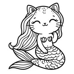 Page de coloriage Chat Sirène (Personnages) #212815, gratuite à imprimer