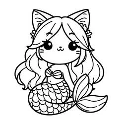 Coloriage à imprimer Chat Sirène (Personnages) #212821 pour enfants et adultes