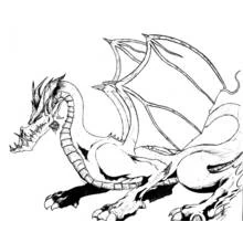 Coloriage Dragon accroupi aux ailes déployées