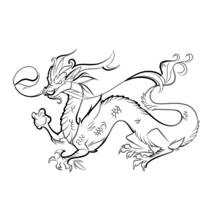 Coloriage Dragon tenant une perle en position serpentine