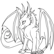 Coloriage Dragon assis aux ailes déployées