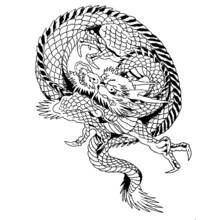 Coloriage Dragon enroulé en forme circulaire